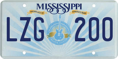 MS license plate LZG200