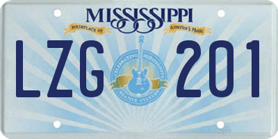 MS license plate LZG201