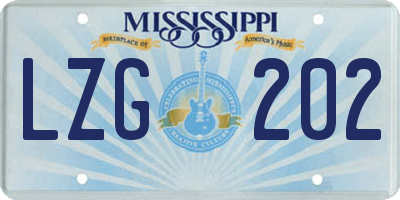 MS license plate LZG202