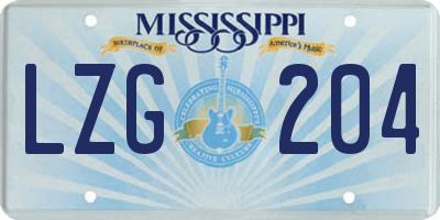 MS license plate LZG204