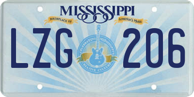 MS license plate LZG206