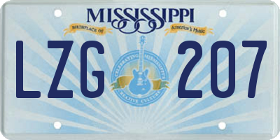MS license plate LZG207