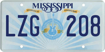 MS license plate LZG208