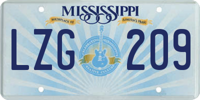 MS license plate LZG209