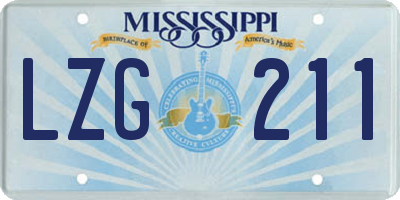 MS license plate LZG211