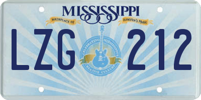 MS license plate LZG212