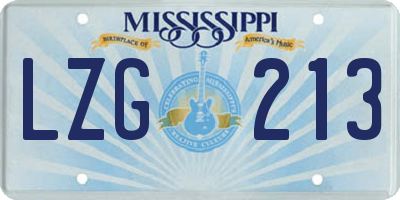 MS license plate LZG213