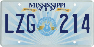 MS license plate LZG214
