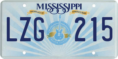 MS license plate LZG215