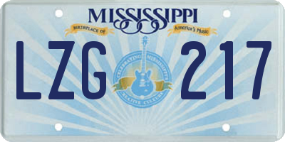 MS license plate LZG217