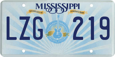 MS license plate LZG219