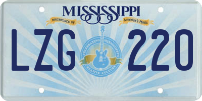 MS license plate LZG220