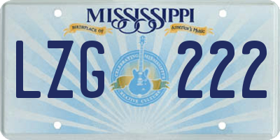 MS license plate LZG222