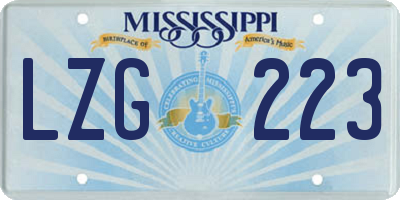 MS license plate LZG223