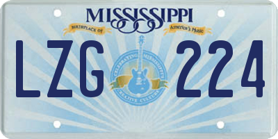 MS license plate LZG224
