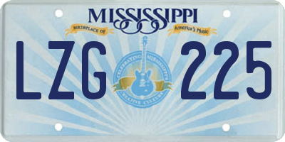 MS license plate LZG225