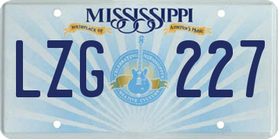MS license plate LZG227