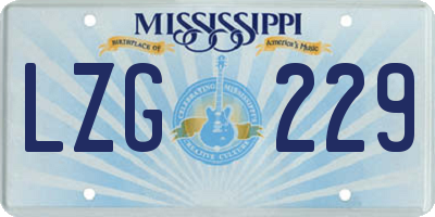 MS license plate LZG229