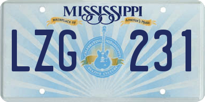 MS license plate LZG231