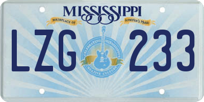 MS license plate LZG233