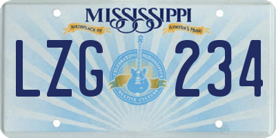 MS license plate LZG234
