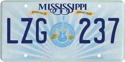 MS license plate LZG237