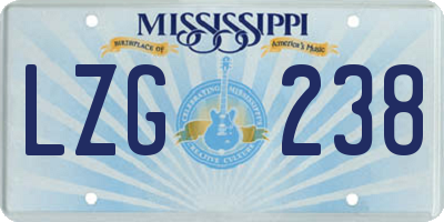 MS license plate LZG238