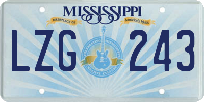 MS license plate LZG243