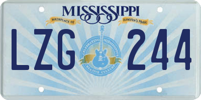 MS license plate LZG244