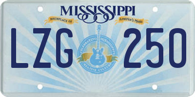 MS license plate LZG250