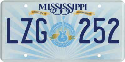 MS license plate LZG252