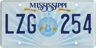 MS license plate LZG254