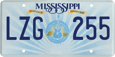 MS license plate LZG255