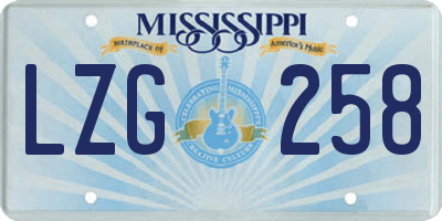 MS license plate LZG258