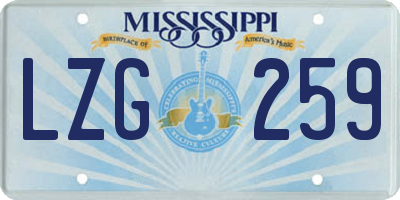 MS license plate LZG259