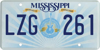 MS license plate LZG261