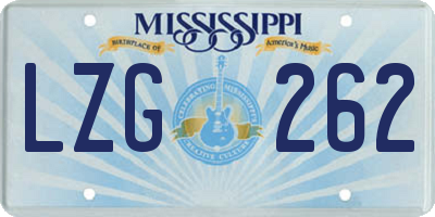 MS license plate LZG262