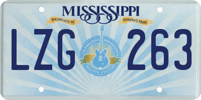 MS license plate LZG263