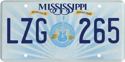 MS license plate LZG265