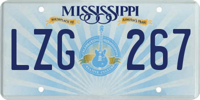 MS license plate LZG267