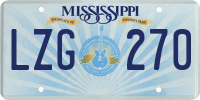 MS license plate LZG270