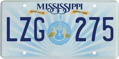 MS license plate LZG275