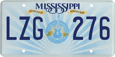 MS license plate LZG276