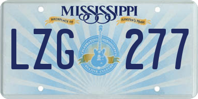 MS license plate LZG277