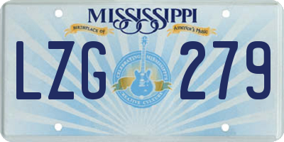 MS license plate LZG279