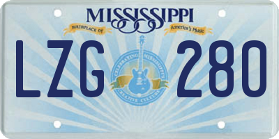MS license plate LZG280