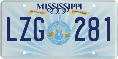 MS license plate LZG281