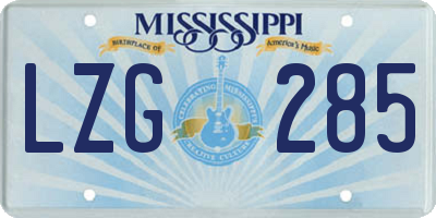 MS license plate LZG285