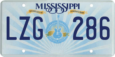 MS license plate LZG286