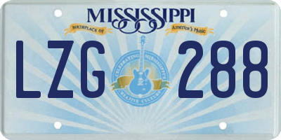 MS license plate LZG288